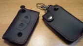 Кожаный чехольчик для выкидного ключа PEUGEOT, CITROEN, 2 кнопки (lb-027)